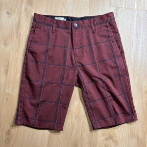 Volcom‎ Men's Red Checkered Flat Front Shorts Y2K Skater